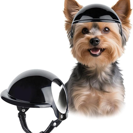 LESYPET Dog Helmet for Small Dogs, Puppy Motorcycle Helmet with Ear Hole Small Dog Hat with Adjustable Strap, Black X-Small