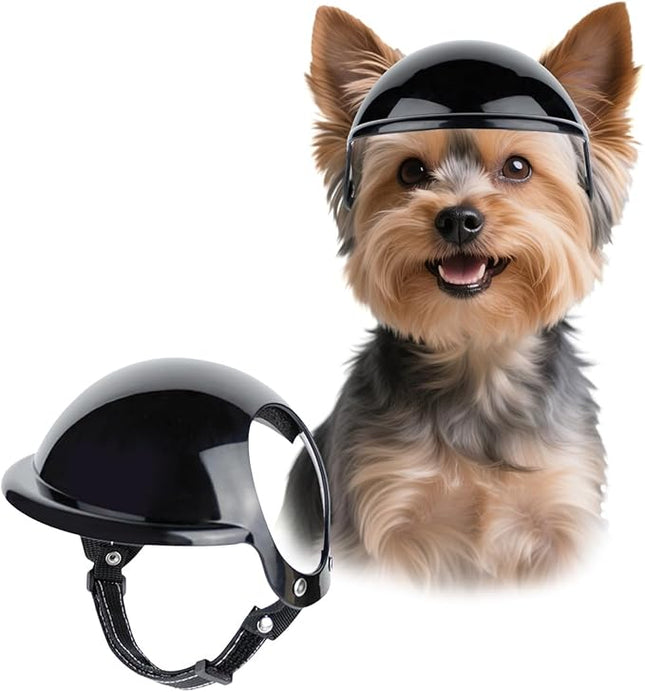 LESYPET Dog Helmet for Small Dogs, Puppy Motorcycle Helmet with Ear Hole Small Dog Hat with Adjustable Strap, Black X-Small