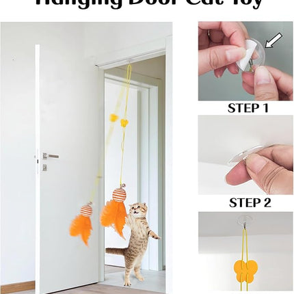 25 PCS Assortment of Cat Toys - Hanging Door Cat Toy,Catnip Toys,Feather Teaser,Mice,Colorful Balls & Bells.Perfect for Kittens,Cats,and Puppies