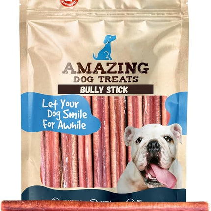 Amazing Dog Treats - 6 Inch Medium Size Bully Sticks (20 Count) - Bulk Bully Sticks for Dogs - No Hide Bully Stick Dog Bones
