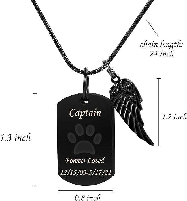 Farfume Personalized Pet Urn Necklace for Dog Cat Ashes Cremation Pet Memorial Customized Photo Text Engraving Pendant Keepsake Funeral Jewelry