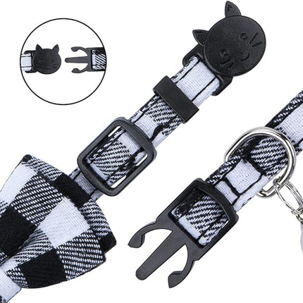 Faleela Cat Collar Bandana Bells Set - 2 Pack Set Cat Collar Breakaway with Cute Bow Tie and Bell, Adjustable from 7.8-10.5 Inch, Soft and Comfortable for Kitty and Some Puppies