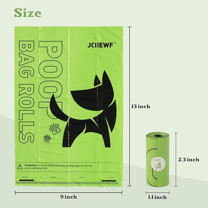 720 Count 13” x 9” Dog Poop Bags Rolls with Holder | Leakproof, Extra Thick & Tear-Resistant Waste Bags for Doggie, Cats & Pets | Unscented, Sturdy & Durable Pet Cleanup Bags for On-The-Go Use