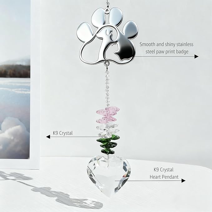 Pet Memorial Suncatcher, Dog Memorial Gifts, for Pet Loss and Pet Sympathy, Thoughtful Bereavement Remembrance Gifts for Dogs and Cats