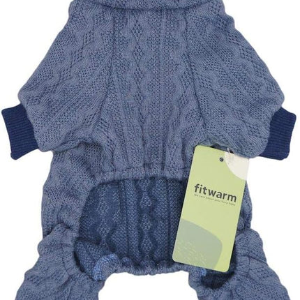 Fitwarm Turtleneck Knitted Dog Sweaters Winter Outfits Pet Coats Cat Clothes Blue Small