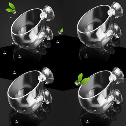 capetsma 4X Crystal Glass Aquarium Plant Pot, Aquarium Aquatic Planter, Red Shrimp Live Plants Fish Tank Glass Holder with 4X Suction Cups for Aquarium Fish Tank Decorations … (4 Pack)…