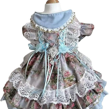 Fashion Sweet Puppy Dog Lace Princess Dress for EXTRAL Small and Small Dog C-Blue XX-Small