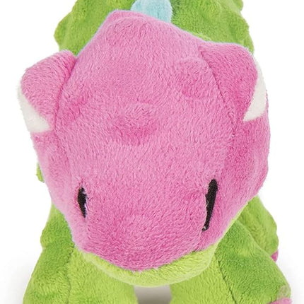 goDog Dinos Spike Squeaky Plush Dog Toy, Chew Guard Technology - Green, Small