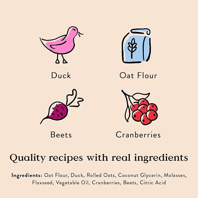 Bocce's Bakery Oven Baked Duck Recipe Treats for Dogs, Wheat-Free Everyday Dog Treats, Made with Real Ingredients, Baked in The USA, All-Natural Soft & Chewy Cookies, Duck, 6 oz