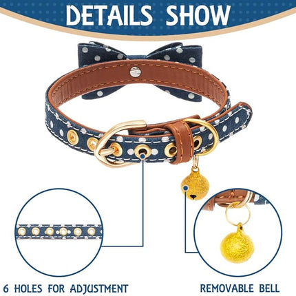 EXPAWLORER Dog Collar and Leash Set - Classic Plaid Dog Bow Tie and Dog Bandana Collar with Bell, Dog Leash Tangle Free, Adjustable Collars for Small Medium Large Dogs Cats, Holiday Ideal Gift