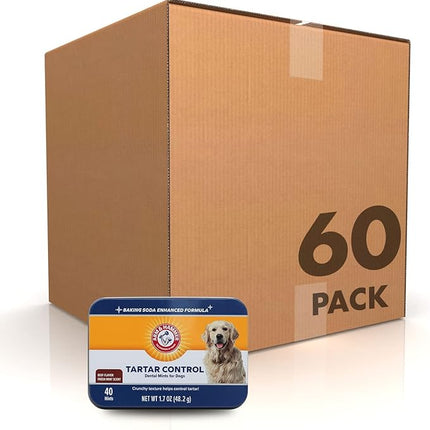Arm & Hammer for Pets Tartar Control Dental Mints for Dogs Dog Dental Mints Reduce Plaque & Tartar Buildup for All Dogs Beef Flavor (Pack of 60)