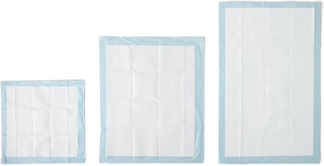 Amazon Basics Dog and Puppy Pee Pads with 5-Layer Leak-Proof Design and Quick-Dry Surface for Potty Training, Standard Absorbency, X-Large, 28 x 34 Inch - Pack of 60, Blue & White