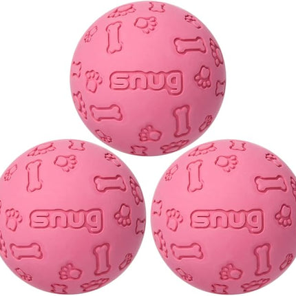 Snug Rubber Dog Balls for Small and Medium Dogs - Tennis Ball Size - Virtually Indestructible (3 Pack - Pink)