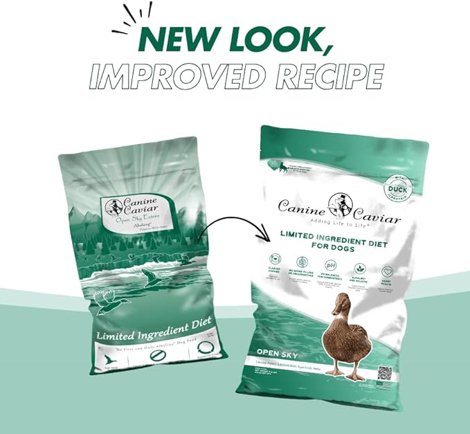 Canine Caviar - Open Sky: Duck & Teff Alkaline Dry Dog Food, Limited Ingredients, Gluten-Free, Based on Science & Research, Veterinary Alternative Diet (22 Pound Bag)