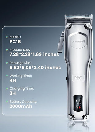 oneisall Dog Clippers for Grooming Thick Hair,Low Noise Dogs Grooming Kit with Detachable Stainless Steel Blade,Dog Shaver for Thick/Matted/Knotted/Fine/Wave/Curly Hair,PC18