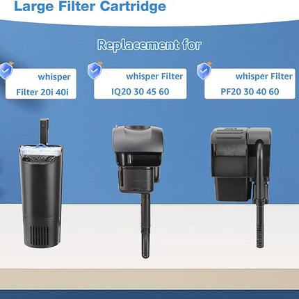 9 Count Assembled Large Filter Cartridges Compatible with Tetra Whisper Bio-Bag Filters 20i 40i IQ20/30/45/60 PF20/30/40/60, Large Replacement Filter Cartridges for Whisper Filters & Aquariums