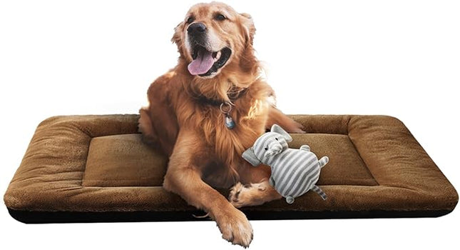 Dog Beds Crate Pad for Large Dogs Ultra Soft Dog Crate Bed Washable & Anti-Slip Kennel Pad for Dogs Cozy Sleeping Mat,Brown 42inch