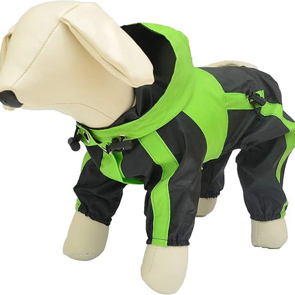 Lovelonglong Dog Hooded Raincoat, Small Dog Rain Jacket Poncho Waterproof Clothes with Hood Breathable 4 Feet Four Legs Rain Coats for Small Medium Large Pet Dogs Green S