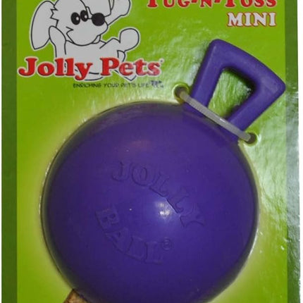 Jolly Pets Tug-n-Toss Heavy Duty Dog Toy Ball with Handle, 4 Inches/Petite, Purple (404 PR)