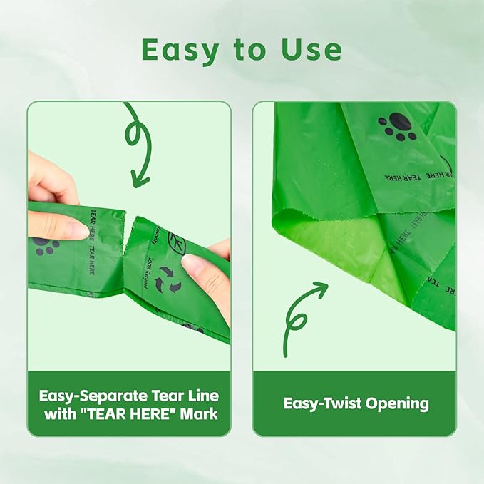 270 Count Scented Dog Poop Bags Rolls, 20 Micron Ultra Thick, Heavy Duty Tear Resistant Leak Proof for Yuck-Free Cleanup, Includes Dispenser & Leash Clip, 9 x 13 Inch, Pawsome Doodle (Green)