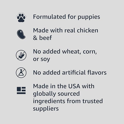 Amazon Basics Puppy Chopped Ground Dinner Canned Dog Food, with Chicken & Beef, 13.2oz (Pack of 12)