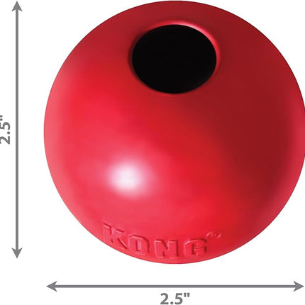 KONG Ball with Hole - Durable Dog Fetch Toy for Training, Interactive Playtime & More - Classic KONG Natural Rubber Ball - Red - For Small Dogs