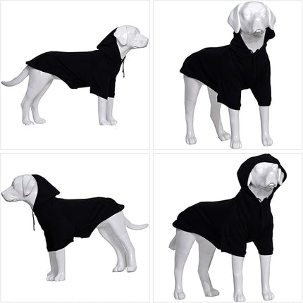 Lovelonglong Blank Basic Hoodie Sweatshirt for Dogs 100% Cotton Fits Small Medium Dachshund Large Dog Black L