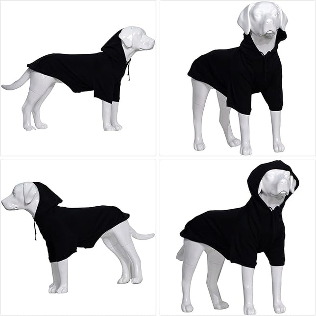 Lovelonglong Blank Basic Hoodie Sweatshirt for Dogs 100% Cotton Fits Small Medium Dachshund Large Dog Black XS