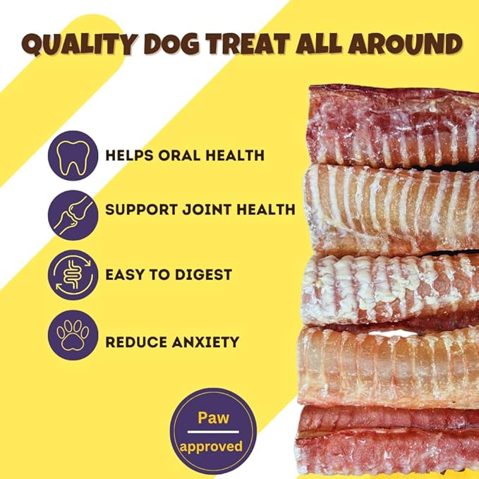 Woofley's Beef Trachea - (6 Inch 10 Pack) - Trachea Treats for Dogs - Natural Source of Glucosamine and Chondrotin for Joint Health - 100% Natural Beef Windpipe for Dogs