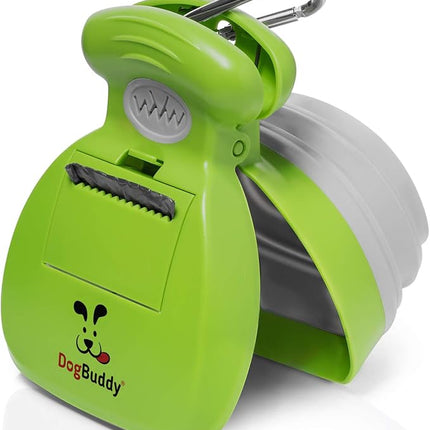 DogBuddy Pooper Scooper, Portable Dog Pooper Scooper, Poop Scooper for Small and Large Dogs, Pooper Scooper With Bag Attachment, Leash Clip and Dog Waste Bags Included (Medium, Kiwi)