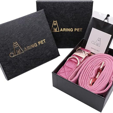 ARING PET Velvet Dog Collar and Leash Set, Soft Dog Collar and Leash, Adjustable Collars for Dogs