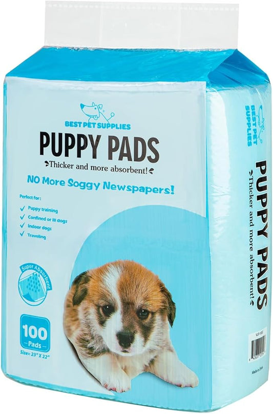 Best Pet Supplies Puppy Pads - Disposable, Dog Training Potty, Super Absorbent Baby Blue Puppy Pee Pads for Dogs (100 Count)
