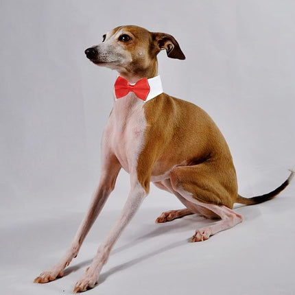 Dog Bowtie, KOOLMOX Dog Bow Tie Handcrafted Adjustable Formal Pet Red Bowtie Collar Neck Bow for Dogs Medium to Large Boy Tuxedo Collar Pet Wedding Birthday Gift