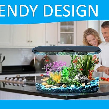 Koller Products 5-Gallon Aquarium Kit with LED Lighting and Power Filter, Ideal for a Variety of Tropical Fish