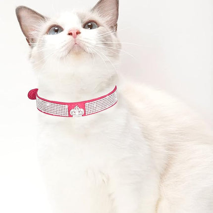 Dog Collar for Small Dogs, Adjustable Leather Suede Bling Dog Collars，Pink Dog Collar Cat Collar, Rhinestone Dog Collar (XS, Rose red3)