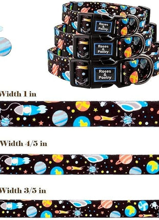Roses&Poetry Dog Collar with Colourful Star Patterns, Adjustable Durable Puppy Collars for Small Medium Large Dogs (Star-S)