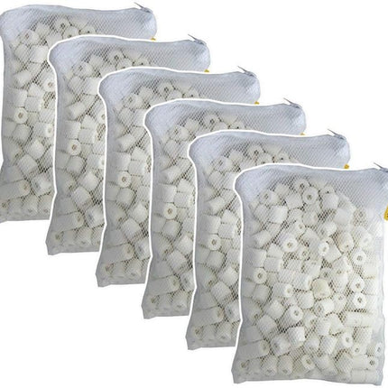 6 lbs Premier Bio Ceramic Rings Aquarium Filter Media in 6 Free Mesh Bags for Freshwater Saltwater Fish Tank Pond Shrimp Canister