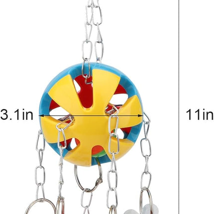 Hypeety Pet Parrot Toy Plastic Colorful Birds Ball with 1 Bell for Budgie African Grey Cockatoo Cockatiel Sun Conures 1 Ball with Plastic Flowers