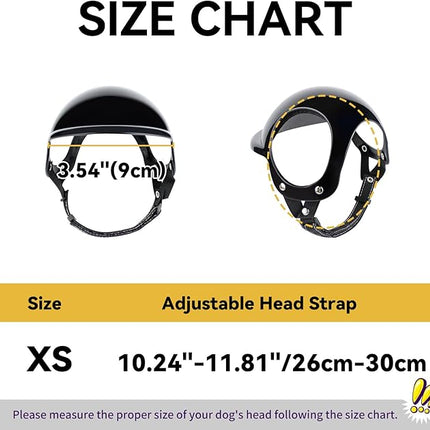 LESYPET Dog Helmet for Small Dogs, Puppy Motorcycle Helmet with Ear Hole Small Dog Hat with Adjustable Strap, Black X-Small