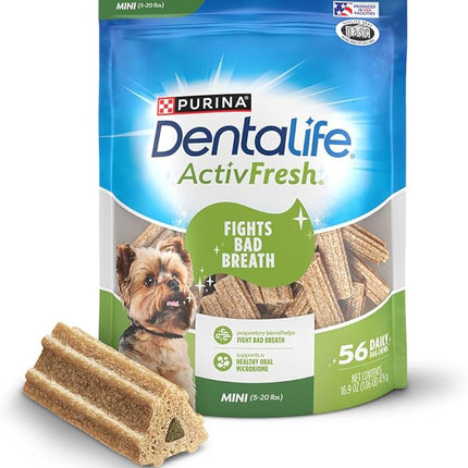 DentaLife ActivFresh Dog Chews for Mini and Small Dogs 5-20 lbs., Dental Chews to Freshen Breath, Chicken Flavor, 16.9 oz., 56 Chews - 56 ct. Pouch