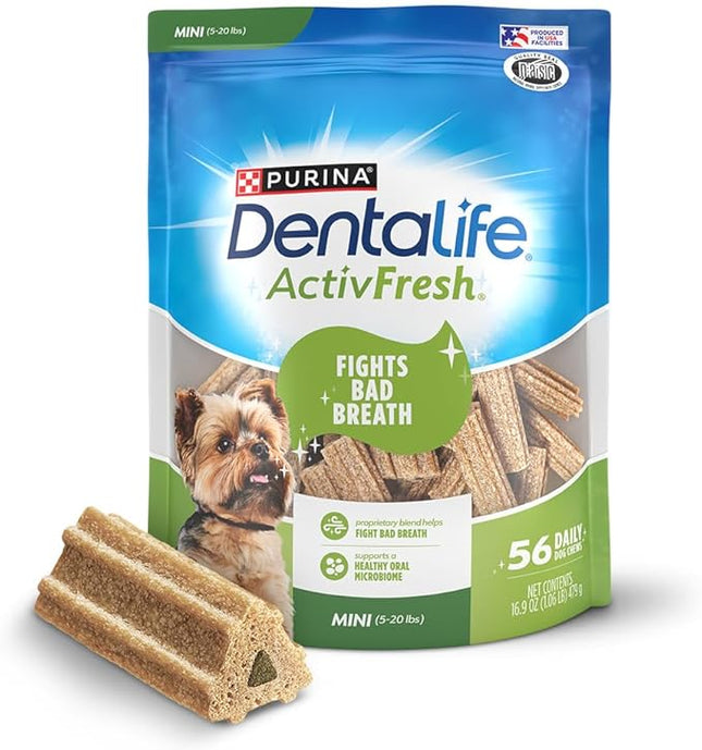 DentaLife ActivFresh Dog Chews for Mini and Small Dogs 5-20 lbs., Dental Chews to Freshen Breath, Chicken Flavor, 16.9 oz., 56 Chews - 56 ct. Pouch