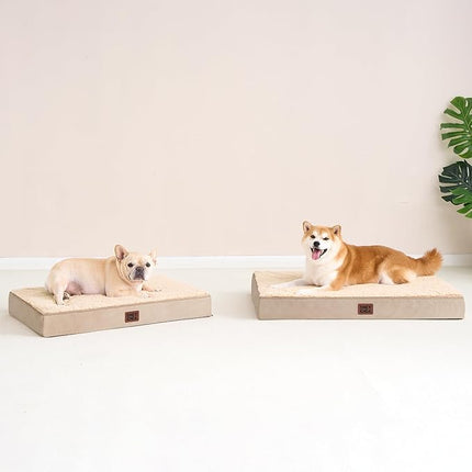 EHEYCIGA Orthopedic XL Dog Beds for Extra Large Dogs with Removable Washable Cover for Crate, Khaki, 41x27
