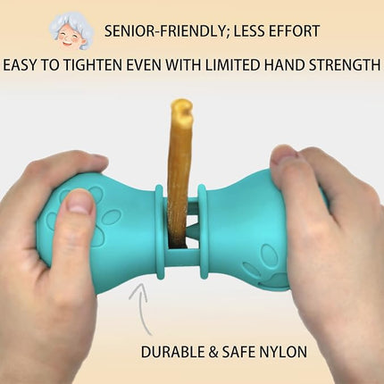 Bully Stick Holder for Dogs, Chew Holder, Prevent Choking Safety Device (Green, Large)