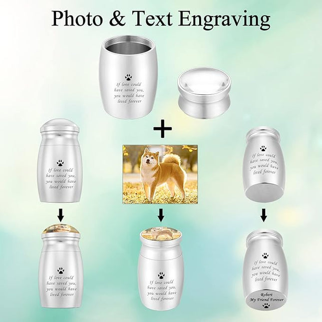 Personalized Photo 3 Inches Small Keepsake Urn for Pet Dog Ashes Aluminum Mini Cremation Urns Memorial Ashes Urn Miniature Burial Funeral Urns for Sharing Ashes-If Love Could Have Saved You