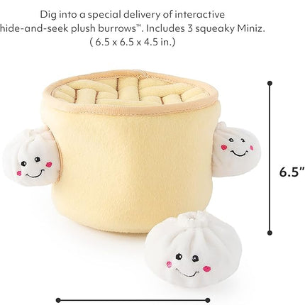 ZippyPaws Burrow- Interactive Dog & Puppy Toys for Boredom, Stimulating Pet Products to Keep Them Busy, Hide & Seek Plush Dog Puzzles, Enrichment Squeaky Toy, for Small & Medium Dogs- Soup Dumplings