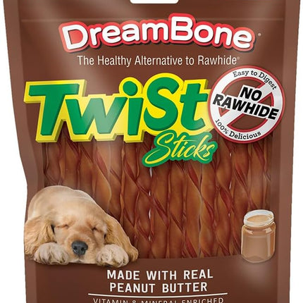 DreamBone Twist Sticks Chews for Dogs, 50 Count, Treat Your Dog to Easy-to-Digest Rawhide-Free Chews Made with Real Peanut Butter and Chicken
