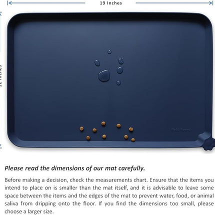 Hoki Found Silicone Pet Food Mats Tray - High-Lips Pet Dog Cat Bowl Mats - Dog Pet Cat Feeding Mat - Waterproof Dog Cat Food Mats -Pet Water Mats for Floors - French Navy
