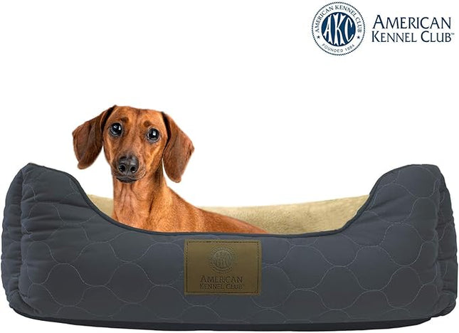 American Kennel Club Orthopedic Circle Stitch Cuddler Pet Bed, Gray 25x21x8"