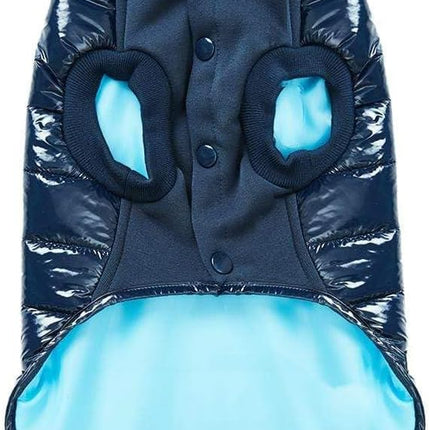 Blueberry Pet Cozy & Comfy Windproof Lightweight Quilted Fall Winter Glossy Dog Puffer Jacket in Navy Blue, Back Length 12.5", Size 10, Warm Coat for Small Dogs