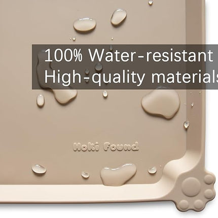 Hoki Found L Silicone Non Slip Pet Dog Cat Bowl Mats - Placemat - Feeding Mat - Waterproof - For Carpet - Tan